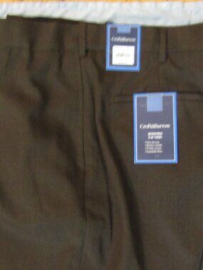 NWT Croft & Barrow Brown Dress Pants Size 36x30 Dark Walnut Brown Flat Front